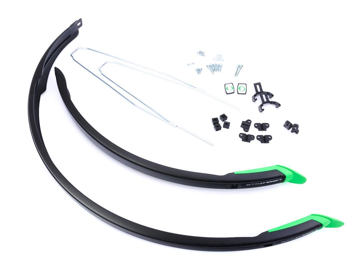 Błotnik 28" UBIQUIT PCV SDL 46 mm, czarny/chlapacz zielony, wsporniki/śruba, 42,99 zł