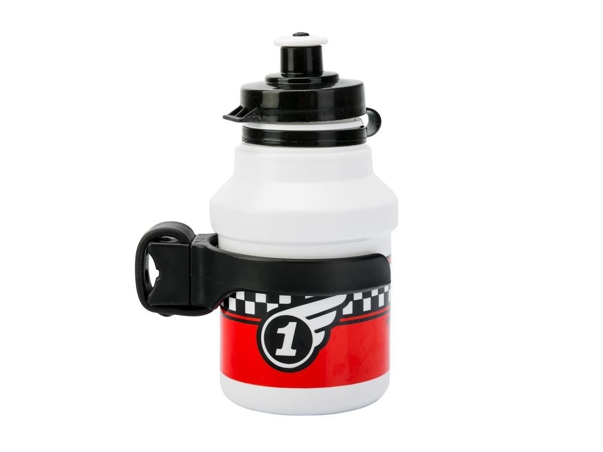 Bidon dziecięcy 0,35 l. POLISPORT RACE z koszyczkiem, biały, 19,99 zł